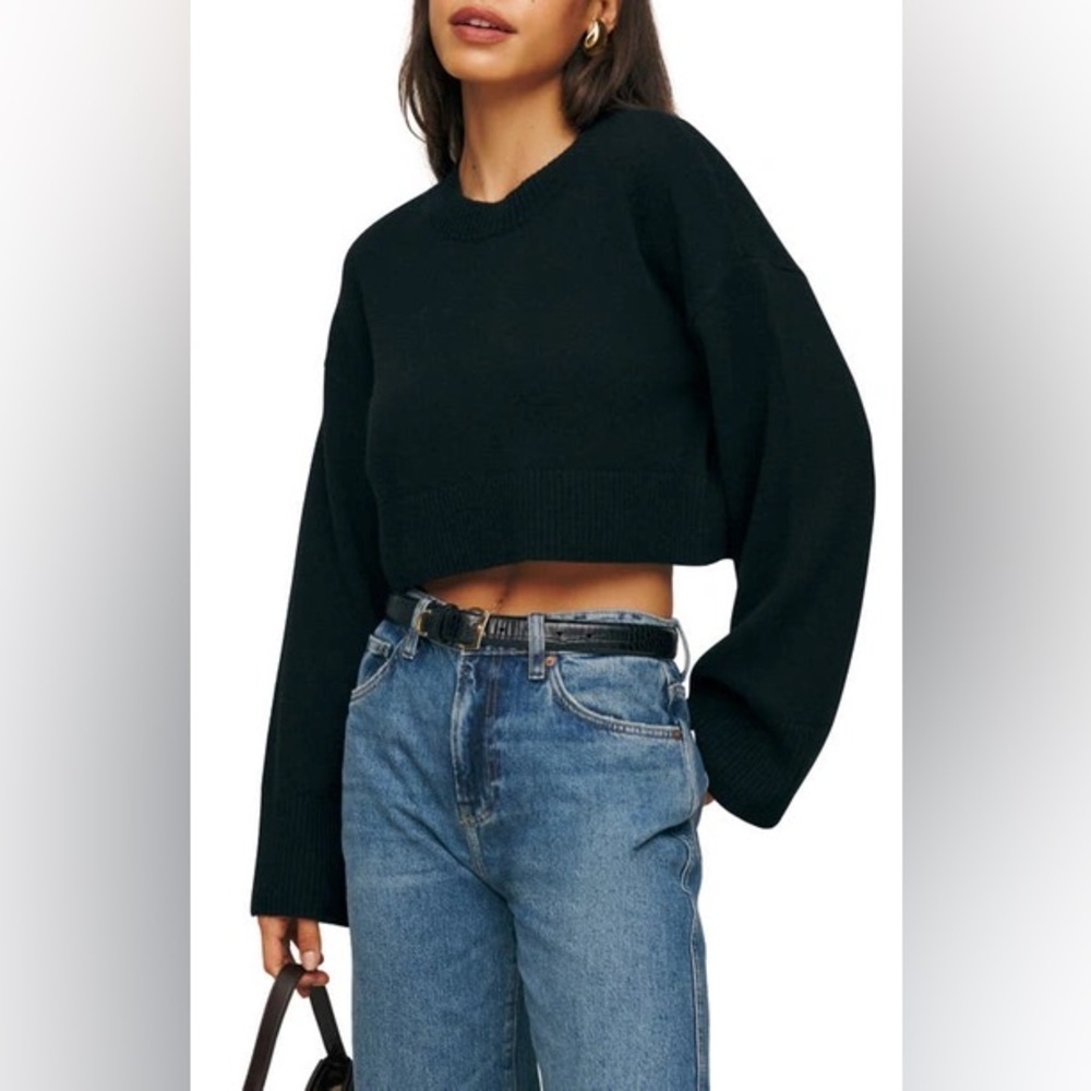 REFORMATION Paloma Cashmere Black Sweater L - Picture 1 of 6